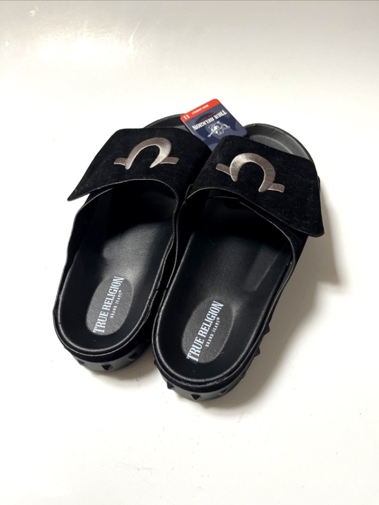 True Religion Biggy Slide Sandals Black Hook Loop Strap Men’s Size 11 NWOB main image 6
